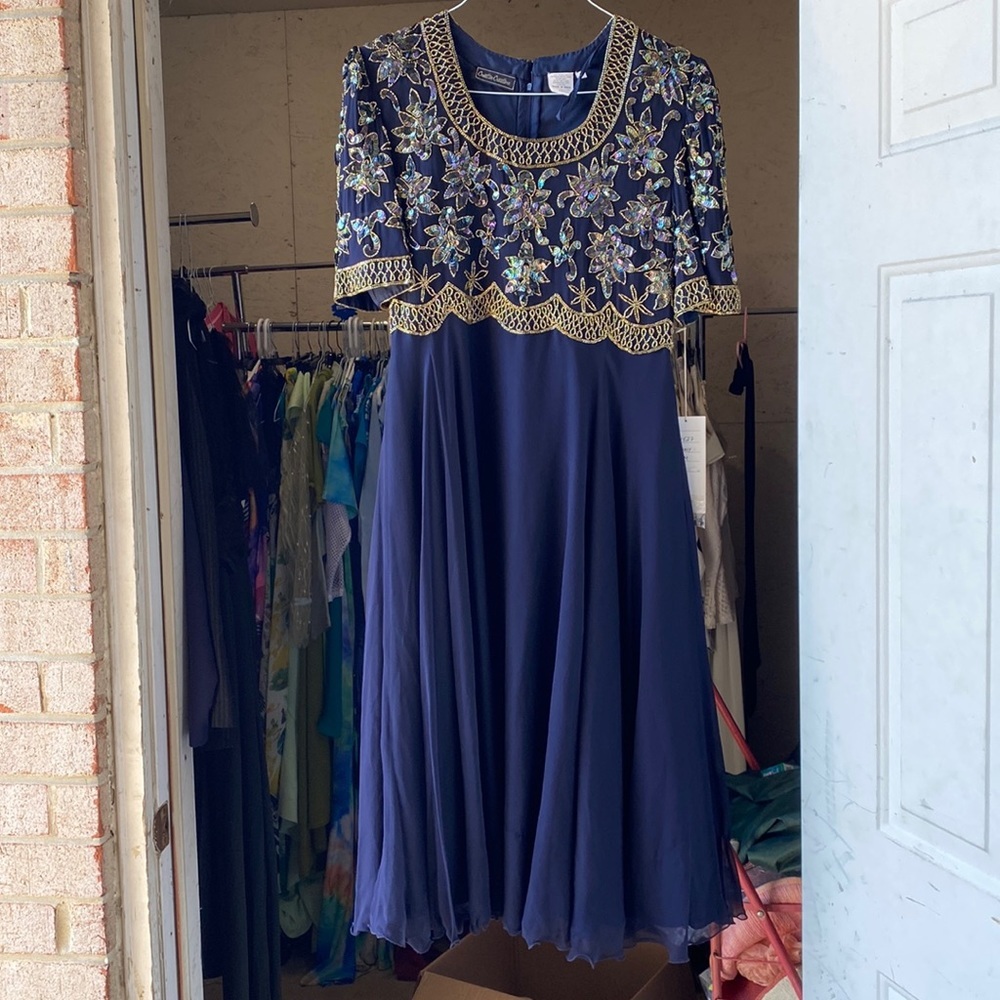Indian dress gold and navy dress